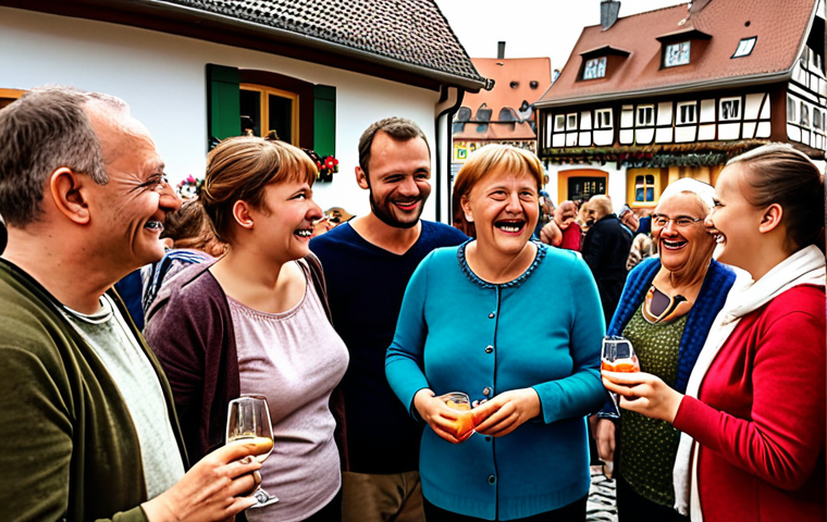 **
A vibrant, authentic community gathering in a cozy German village, people sharing stories and laughter. Focus on genuine connection and relevant local cultural elements.
**