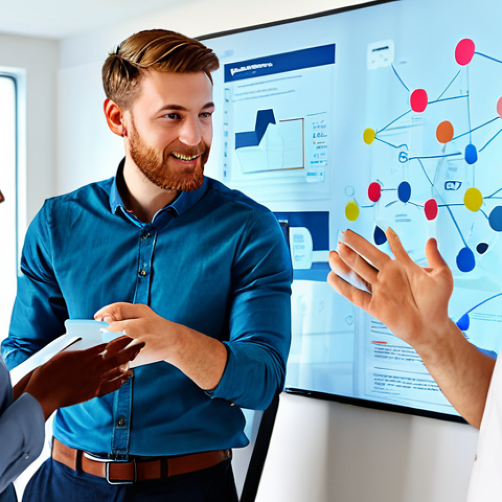 A diverse group of professional adults, fully clothed in modest business casual attire, engaged in an open discussion around a large, transparent digital display. They are actively collaborating and listening, with expressions conveying trust and mutual understanding. The setting is a bright, modern co-working space, featuring abstract visualizations of interconnected user profiles and clear data flows, symbolizing community and transparency. Perfect anatomy, correct proportions, natural poses, well-formed hands, professional photography, high resolution, soft lighting, vibrant colors, safe for work, appropriate content, fully clothed, professional.