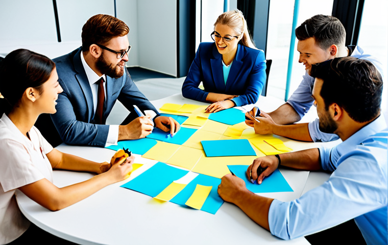 **Image Prompt:** "A diverse group of people collaborating around a large table, brainstorming ideas on sticky notes, modern office environment, bright and airy, fully clothed, appropriate attire, safe for work, perfect anatomy, natural proportions, professional, family-friendly, focus on collaboration and positive energy."