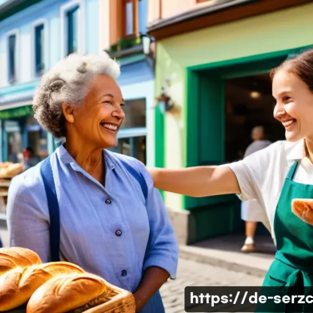 커뮤니티 기반 서비스의 사회적 책임과 역할 - **Prompt:** A vibrant, sun-drenched European town square bustling with activity. People of diverse a...