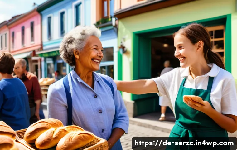 커뮤니티 기반 서비스의 사회적 책임과 역할 - **Prompt:** A vibrant, sun-drenched European town square bustling with activity. People of diverse a...
