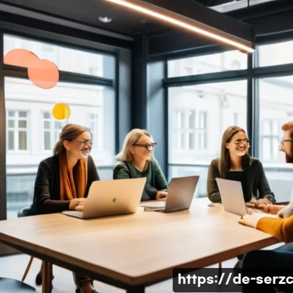 커뮤니티 기반 서비스의 성공적인 마케팅 전략 - A vibrant digital community webinar scene set in a modern, bright German coworking space, featuring ...