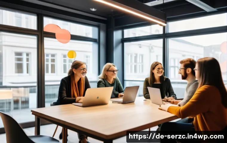 커뮤니티 기반 서비스의 성공적인 마케팅 전략 - A vibrant digital community webinar scene set in a modern, bright German coworking space, featuring ...