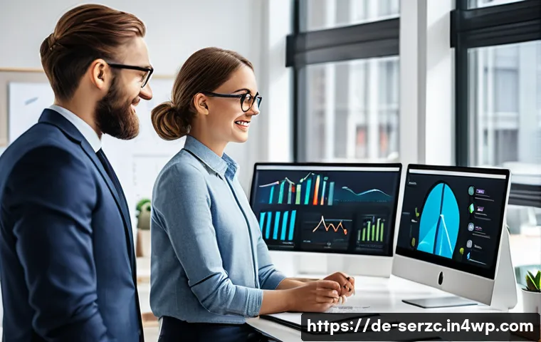 커뮤니티 서비스의 운영 효율성 향상 방안 - A professional, modern online community management office setting, showing a diverse team of German-...