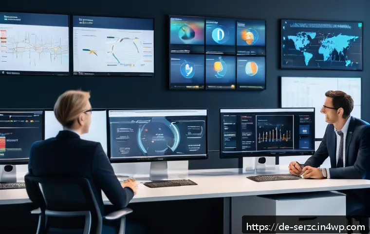 커뮤니티 플랫폼에서의 스팸 및 악성 사용자 관리 - A modern digital community control center with multiple screens displaying real-time data analytics,...