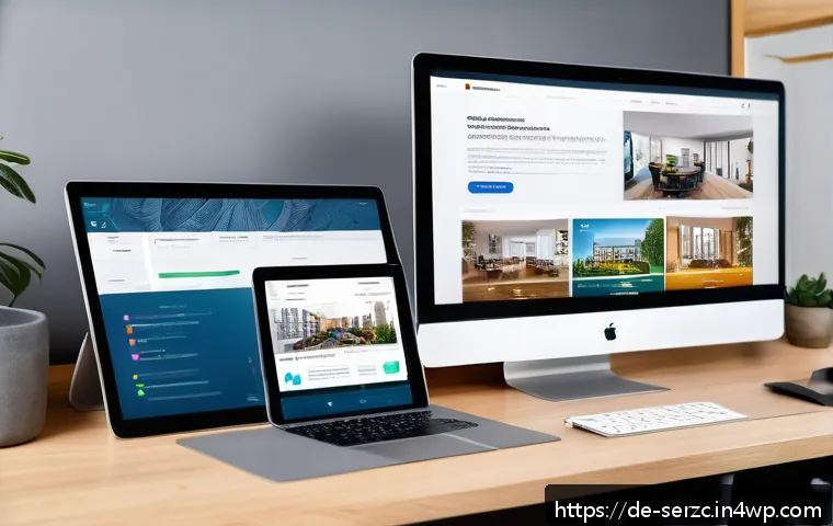커뮤니티 서비스의 미래 비전과 계획 - A modern digital community platform interface displayed on multiple devices (smartphone, tablet, des...