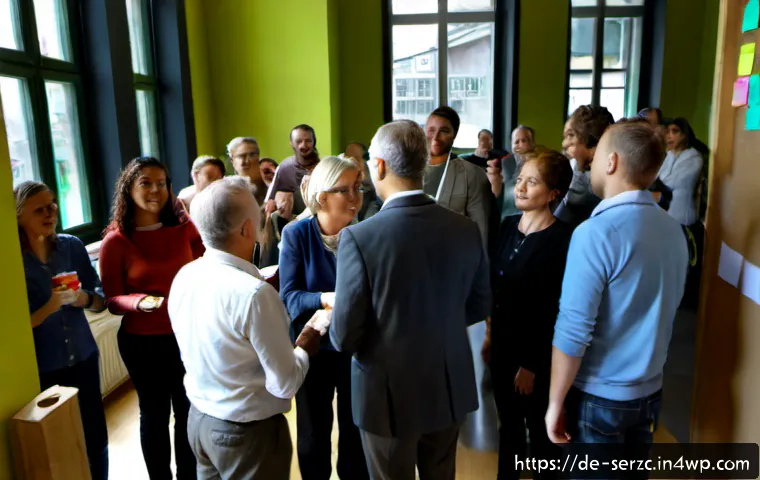 Home 17 커뮤니티 기반 서비스의 비전과 목표 설정하기 - Photorealistic community planning workshop in a bright modern neighborhood center in Germany, divers...
