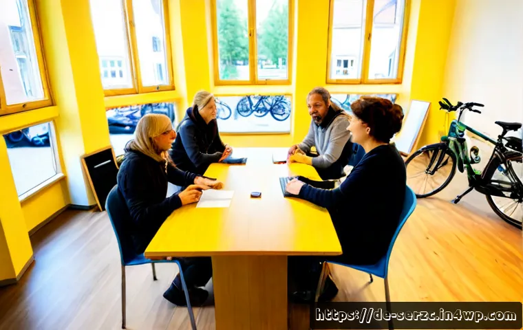 Home 17 커뮤니티 기반 서비스의 장단점 분석 - Photorealistic community workshop in a modern German neighborhood center, diverse adult residents se...