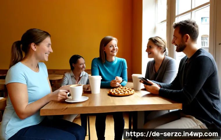 Home 17 커뮤니티 서비스의 고객 유지 전략 - Photorealistic community service customer retention scene in a welcoming German neighborhood café, a...
