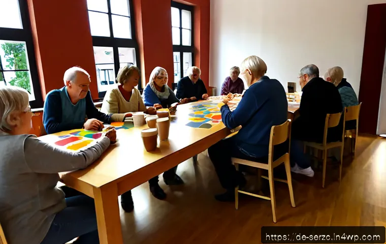 커뮤니티 활성화를 위한 협력 네트워크 구축 - Photorealistic community networking workshop in a bright modern German neighborhood center, diverse ...